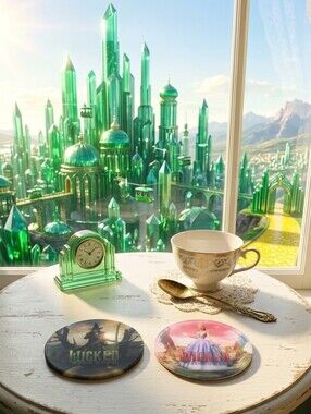 Wicked Musical Themed Decorative Promotional Plastic Coasters Xfinity- Set of 2